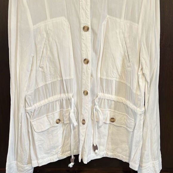 Mystree White Flax Blend Jacket Medium - Picture 3 of 6